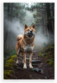 Akita Inu Dog Misty Mountain Forest Path Wildlife 12x18 US Made Poster