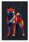 Akita Inu Abstract Geometric Bold Colors Modern Art 12x18 US Made Poster