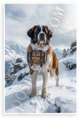 Saint Bernard Rescue Dog Alpine Snow Mountains Wildlife 12x18 US Made Poster