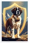Saint Bernard Dog Guardian with Barrel Shield Mountains 12x18 US Made Poster