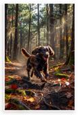 Boykin Spaniel Running Forest Trail Wildlife Adventure 12x18 US Made Poster