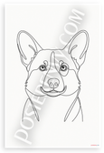 Cardigan Welsh Corgi Portrait Minimalist Line Art 12x18 US Made Poster