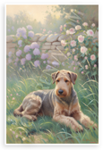 Airedale Terrier Garden Flowers Impressionist Portrait 12x18 US Made Poster