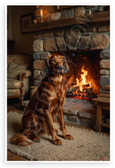 Irish Setter by Cozy Fireplace Dog Portrait 12x18 US Made Poster