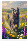 Irish Wolfhound Running Through Wildflowers Nature Wildlife 12x18 US Made Poster