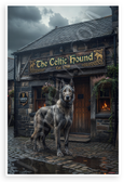 Irish Wolfhound Guardian Celtic Hound Pub Night Scene 12x18 US Made Poster