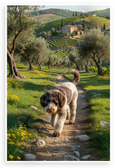 Lagotto Romagnolo Dog Italian Vineyard Countryside Path 12x18 US Made Poster