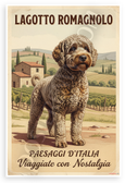 Lagotto Romagnolo Italian Dog Tuscany Landscape Vintage 12x18 US Made Poster