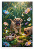 Playful Bullmastiff Puppies Forest Adventure Whimsical 12x18 US Made Poster