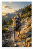 Bullmastiff Dog Hiking Mountain Trail Adventure Wildlife 12x18 US Made Poster