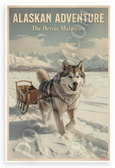 Alaskan Malamute Heroic Sled Dog Snow Mountains Vintage 12x18 US Made Poster