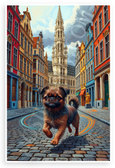 Brussels Griffon Dog Exploring Historic Brussels Streets Illustrated 12x18 US Made Poster