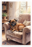 Brussels Griffon Relaxing on Armchair Cozy Home Watercolor 12x18 US Made Poster