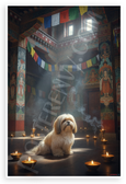 Lhasa Apso in Tibetan Temple Spiritual Serenity 12x18 US Made Poster