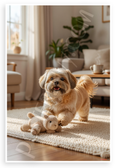 Lhasa Apso Playing with Toy Cozy Home Scene 12x18 US Made Poster