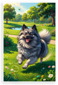 Playful Keeshond Running in Sunny Park Wildlife 12x18 US Made Poster
