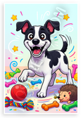 Playful Rat Terrier with Toys Cartoon Illustration 12x18 US Made Poster