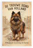 Keeshond Dog of Holland Vintage Dutch Canal Scene 12x18 US Made Poster