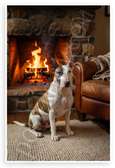 Bull Terrier by Cozy Fireplace Warmth Companionship 12x18 US Made Poster
