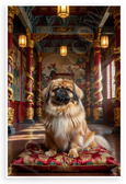 Regal Pekingese in Imperial Chinese Palace 12x18 US Made Poster