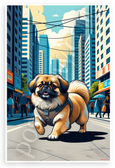 Pekingese Strolling Bustling City Streets Urban Adventure 12x18 US Made Poster