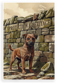 Border Terrier Protection and Heritage Stone Wall Vintage 12x18 US Made Poster