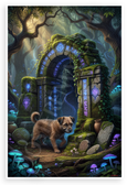 Border Terrier Discovering Ancient Magical Ruins Fantasy 12x18 US Made Poster