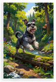 Adventurous Standard Schnauzer Explorer Forest Adventure 12x18 US Made Poster