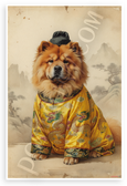 Chow Chow in Chinese Imperial Attire Vintage Watercolor 12x18 US Made Poster