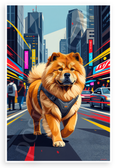 Chow Chow Strolling Bustling City Street Urban Dog 12x18 US Made Poster