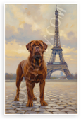 Dogue de Bordeaux French Bulldog Eiffel Tower Impressionist 12x18 US Made Poster