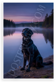 Flat-Coated Retriever by Serene Lake Dusk Nature Wildlife 12x18 US Made Poster