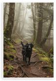 Flat-Coated Retriever Exploring Misty Forest Trail Nature Wildlife 12x18 US Made Poster