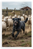 Bouvier des Flandres Herding Sheep Farm Dog Action 12x18 US Made Poster