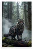 Majestic Maine Coon Cat Misty Forest Wilderness Wildlife 12x18 US Made Poster