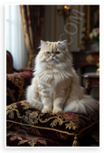 Elegant Cream Persian Cat on Ornate Pillow Luxurious 12x18 US Made Poster