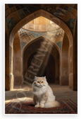 Cream Persian Cat in Persian Archway Ancient Mosque 12x18 US Made Poster