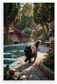 Black Persian Cat Walking Persian Garden Nature 12x18 US Made Poster