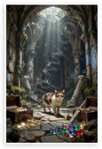 Calico Cat Ancient Ruins Treasure Fantasy Adventure 12x18 US Made Poster