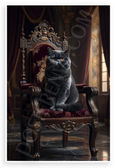 Regal Exotic Shorthair Cat on Ornate Throne Portrait 12x18 US Made Poster