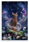 Mystical Abyssinian Cat Starry Night Sky Fantasy 12x18 US Made Poster