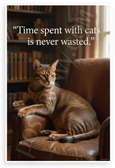 Time Spent with Cats is Never Wasted Abyssinian Cat Inspirational 12x18 US Made Poster