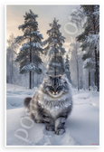 Majestic Siberian Cat Snowy Forest Adventure Wildlife 12x18 US Made Poster