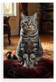 American Shorthair Cat Regal Portrait Library Setting 12x18 US Made Poster