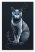 Russian Blue Cat Abstract Geometric Guardian 12x18 US Made Poster