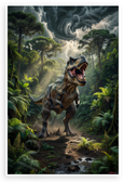 Tyrannosaurus Rex Roaring in Prehistoric Jungle Storm Dramatic 12x18 US Made Poster