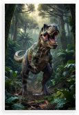 Majestic Roaring T-Rex in Prehistoric Jungle Forest Wildlife 12x18 US Made Poster