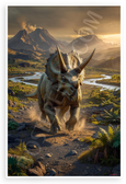 Majestic Triceratops Prehistoric Landscape Adventure 12x18 US Made Poster