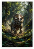 Triceratops Charging Through Dense Forest Wildlife 12x18 US Made Poster