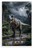 Tyrannosaurus Rex Roaring in Stormy Jungle Prehistoric Wildlife 12x18 US Made Poster